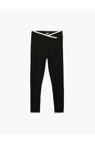 Koton Yüksek Bel Kemer Detaylı Slim Fit Spor Tayt Siyah 6wak40135nk SiYAH