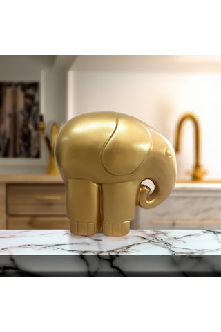 Cajuart Büyük Boy Altın Renk Sanatsal Fil Mamut Biblo Heykel Ev Ofis Dekor