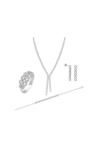 Chavin Su Yolu Gümüş Kolye Küpe Bileklik Yüzük Set Ef98