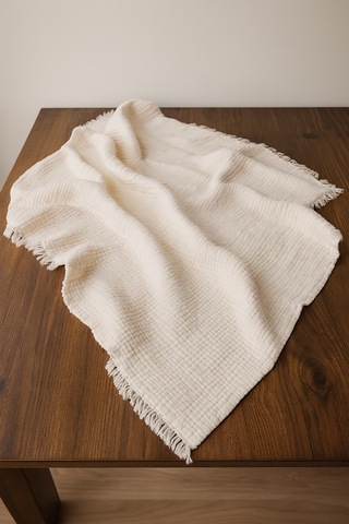 Elyaflı Müslin Battaniye 100x120 Cm Gri