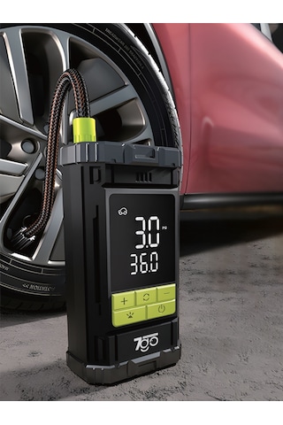 7a6 Turbo Boost Şarjlı Hava Pompası 150 Psı Taşınabilir Lastik Şişirme Kompresörü 4000mah Powerban