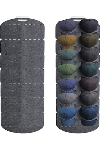 Keçe Beyzbol Şapkası Ekran Standı Dokumasız Asılı Saklama Çantası, Stil: 14 Izgara Çift Sıra 3mm Çok Renkli