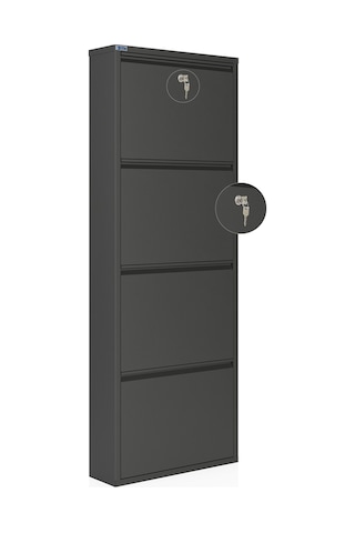 Ceha Kilitli 4'lü Metal Ayakkabılık Füme - K.AYK-4 /AB7979/KL