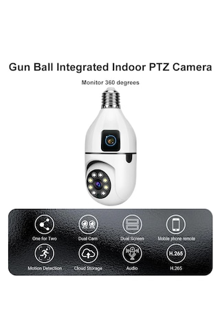4mp Ampul Kablosuz Wifi Kamera Çift Lens Ip 2 Yönlü Ses
