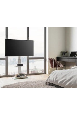 Fitueyes 32-60 Inç Lcd/led Tv Sehpası, Döner Ve Yüksekliği Ayarlanabilir, Vesa 600x400 Mm Tv Ünitesi Beyaz