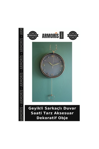 Geyikli Sarkaçlı Duvar Saati Tarz Aksesuar Dekoratif Obje