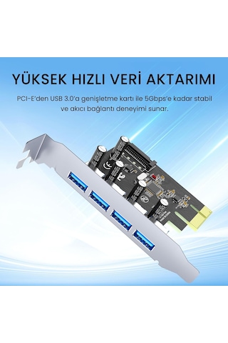 Lexroo Pcı-e Express 4 Portlu Usb 3.0 Hub Çoklayıcı Kart
