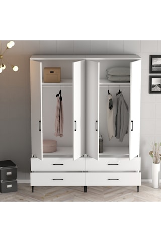 Variant Kumsal 4 Kapılı Tt Gardrop - Beyaz / Beyaz