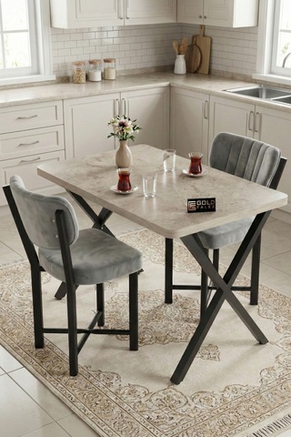 Sandalye 1 Adet Baby Face Kumaş Metal Modern Mutfak Sandalyesi Cafe Balkon Ofis Elma 9814 Gri