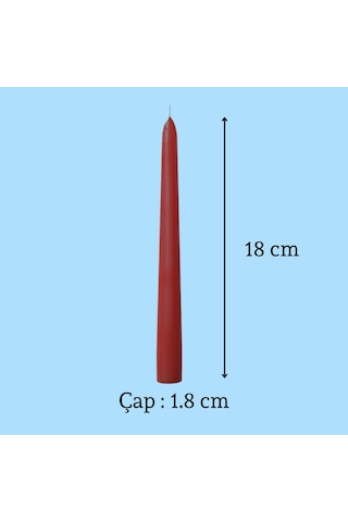 6 Lı Kısa Bordo Konik Şamdan Mum Yükseklik 18 Cm Bordo