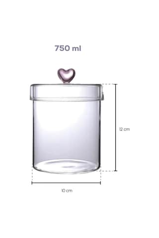 Hearts 3lü 750 Ml Borosilikat Cam Kavanoz Seti Saklama Kabı Takımı 10x12 Cm Şeffaf