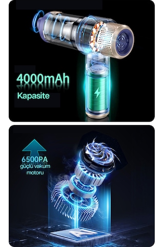 Proseg Pr-as03 6500pa Şarjlı 1800mah Batarya Lacivert Araç İçi El Süpürgesi