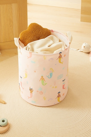 Home Wave Çocuk Odası Deniz Kızı Desenli Oyuncak Sepeti 33 x 40 cm
