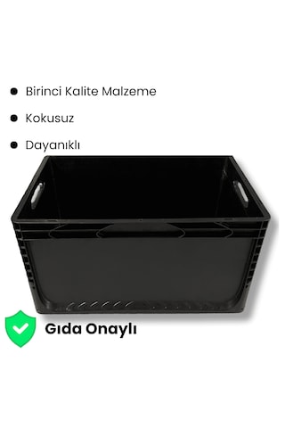 Alpbx 1.kalite Siyah Plastik Kasa 60x40x32 Cm - Kutu 65 Litre