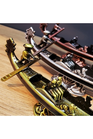 Büro Ev Ofis Hediyesi İçin Dekoratif Metal Yapım Venedik Kayık Biblosu