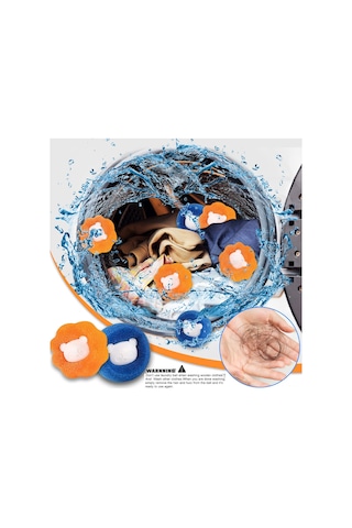 Fosenze 12 Adet 6x6x5 Cm Pu Sponge & Pp Çamaşır Makinesi Topu - Saç Ve Teli Toplar, Kumaşı Hasar Ettirmez, Soğuk Dayanıklı Mavi - Turuncu