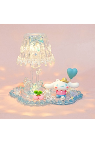 Aurora Çocuk Dıy El Yapımıkreme Tutkal Kristal Küçük Masa Lambasımalzeme Paket Seti Yaratıcıgece Lambaşıkız' Mavi