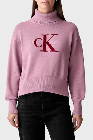 Calvin Klein Logolu % 100 Pamuk Balıkçı Yaka Kazak Lv047h329gvcb Kadın Kazak Lv047h329g Vcb Pembe