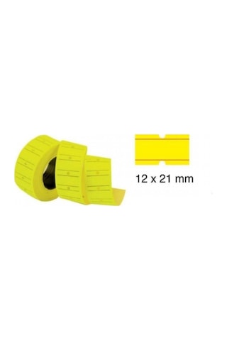 Tanex Fiyat Etiketi 12*21 Fosforlu Sarı Çizgili Motex 6x4=24 rulo