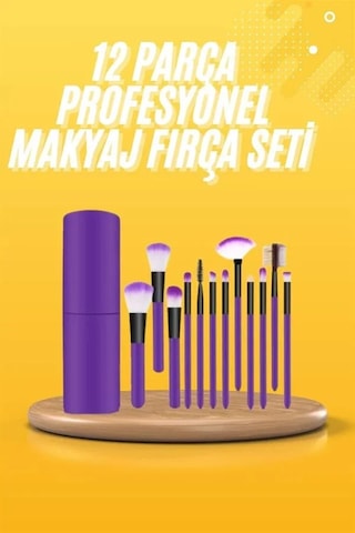 12 Parça Makyaj Fırçası Yumuşak Kıllı Profesyonel Fırça Seti Yüksek Kaliteli Pürüzsüz 12682597