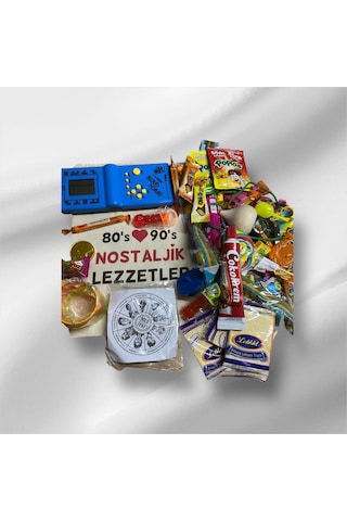 Kese Mavi Tetrisli 80'ler 90'lar Nostaljik Hediye Seti