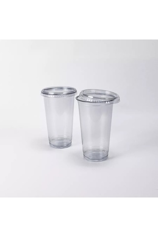 Softhomeplast Tek Kullanımlık Pet Bardak 500 Ml 8'li Paket Düz Kapaklı 223932609 Beyaz