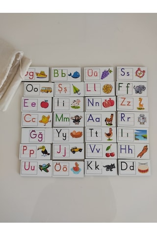 Renkli Resimli Alfabe Domino Puzzle