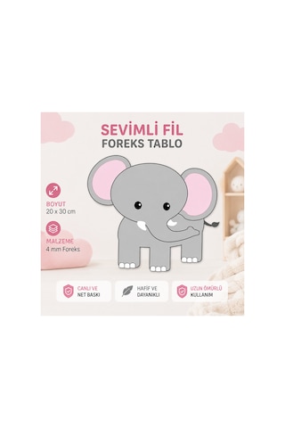 Sürpriz Hediyeli 30 Cm Fil Figür 3mm Foreks Baskı Çocuk Odası, Doğum Günü Ve Parti Dekoru Diğer