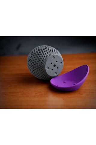 Buradabulabilirsin 3d Baskı Küre Saksı - Kafes Dokulu İki Parçalı Dekoratif Saksı - Gri-mor Bbz 35635610