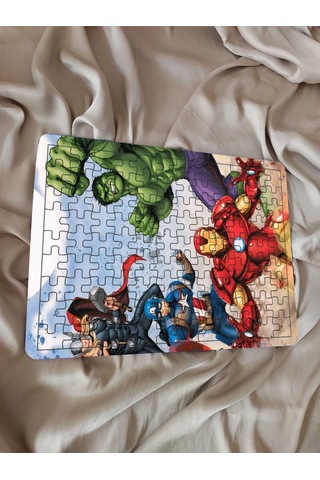 Çocuk Puzzle Ahşap Marvel Süper Kahramanları 3 108 Parça Mobilya