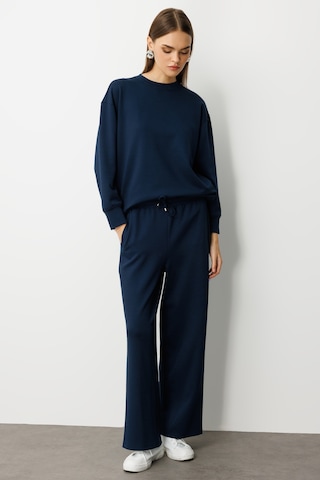 Mizalle Lastikli Yumuşak Dokulu İndigo Mavi Jogger Pantolon Indigo
