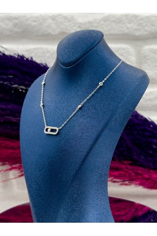 925 Ayar Gümüş Özel Tasarım Su Yolu Modeli Zarif Kadın Kolye Gümüş