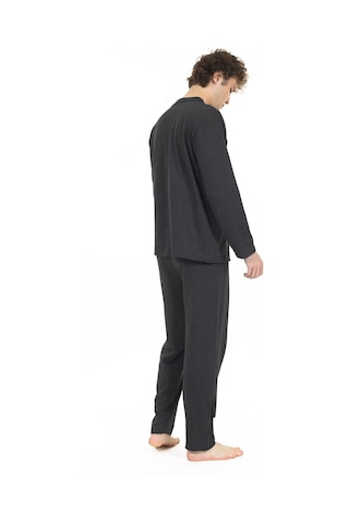 Erkek Boydan Düğmeli Yüksel Kalite Pamuk Pijama Takımı 16511-koyu Gri Koyu Gri