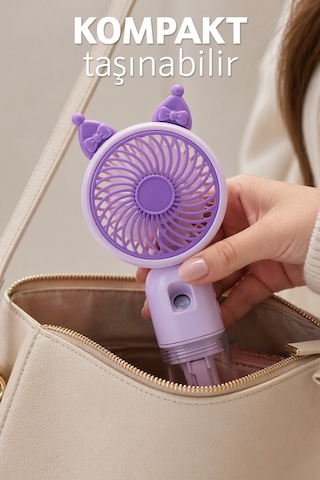 Buhar Üflemeli 3 Modlu Şarjlı El Fanı Seyahat Masaüstü Vantilatör Taşınabilir Mini Fan Mor F830