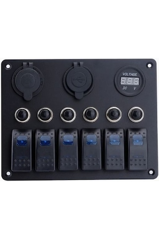12v/24v 6 Gang Led Rocker Anahtar Paneli Su Geçirmez, 15a, Araç & Deniz Kullanımı