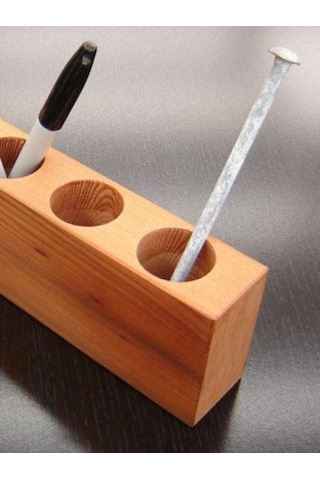 Doğal Ahşap 5'lü Kalemlik / Fırçalık - Masaüstü Organizer