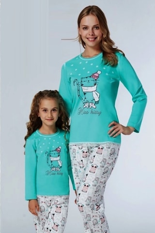 Roly Poly Kız Çocuk Bisiklet Yaka Pijama Takım (2956) (1-4 Yaş)