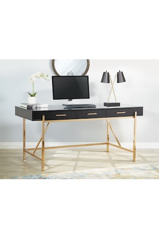 Mandy Gold Metal Siyah Çalışma Masası