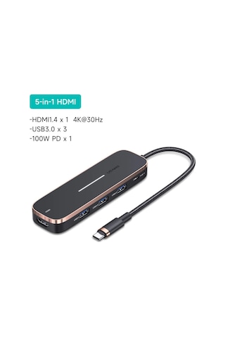 Usams Us-sj578 5 In 1 Çok Fonksiyonlu Type-c Hub 3 Usb+type-c+4k Hdmı Ports