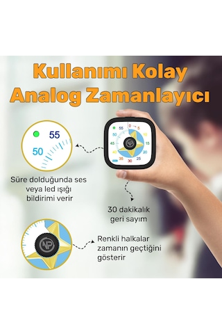 Npo Npt31st Mutfak,ders,yemek İçin 60dk Analog Alarm Zamanlayıcı,pomodoro Öğrenci Motivasyon Saati