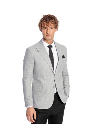 Wessi Desenli Slim Fit Gri Erkek Ceket 001