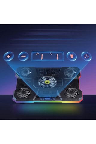 Dokunmatik Lcd Ekranlı Güçlü 2.400rpm Fanlı 14-19'' Tüm Modellerle Uyumlu Notebook Soğutucu Stand