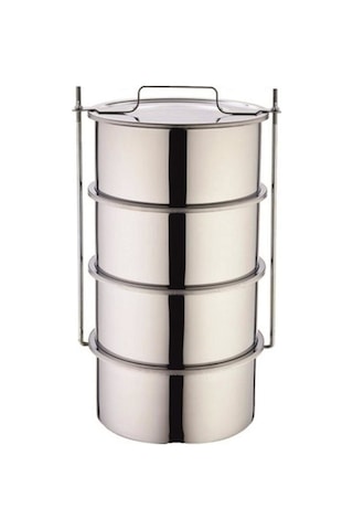 22X10 Cm 4 Gözlü 10 Kişilik Çelik Sefer Tası Çok Renkli