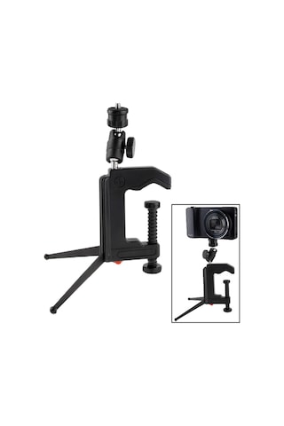 Sones Mini Kart Dijital Kamera İçin Taşınabilir Çok İşlevli Katlanır Kelepçe Tripod Siyah