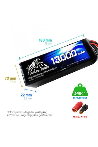 Leopard Power 13000 mAh 7.4V 2S 25C UAV & Multirotor Lityum Polimer Lipo Batarya Pil