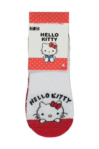 Hello Kitty Kız Çocuk 2'li Babet Çorap 2-12 Yaş Kırmızı