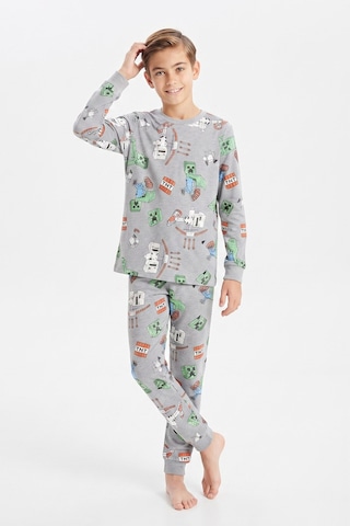 Modanino Erkek Çocuk %100 Pamuk Pijama Takımı 3-13 Yaş 12734ıs Gri