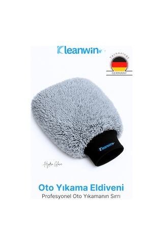 Hydroglove Mikrofiber Oto Yıkama Eldiveni Sünger Dolgulu Araç Temizlik Ve Araba Cila Eldiveni - Gri