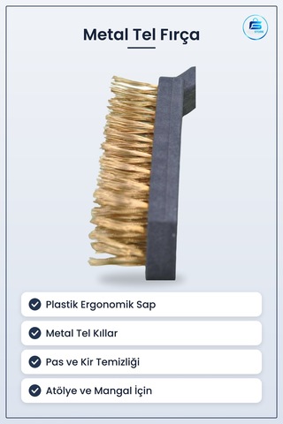 Metal Tel Fırça Plastik Saplı Pas Kir Sökme Temizleme Fırçası Erg