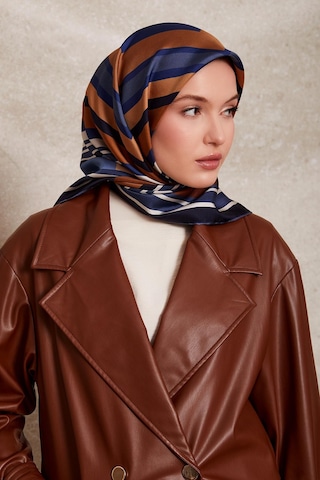 Levidor Kare Desenli Twill İpek Eşarp-0920 Lacivert